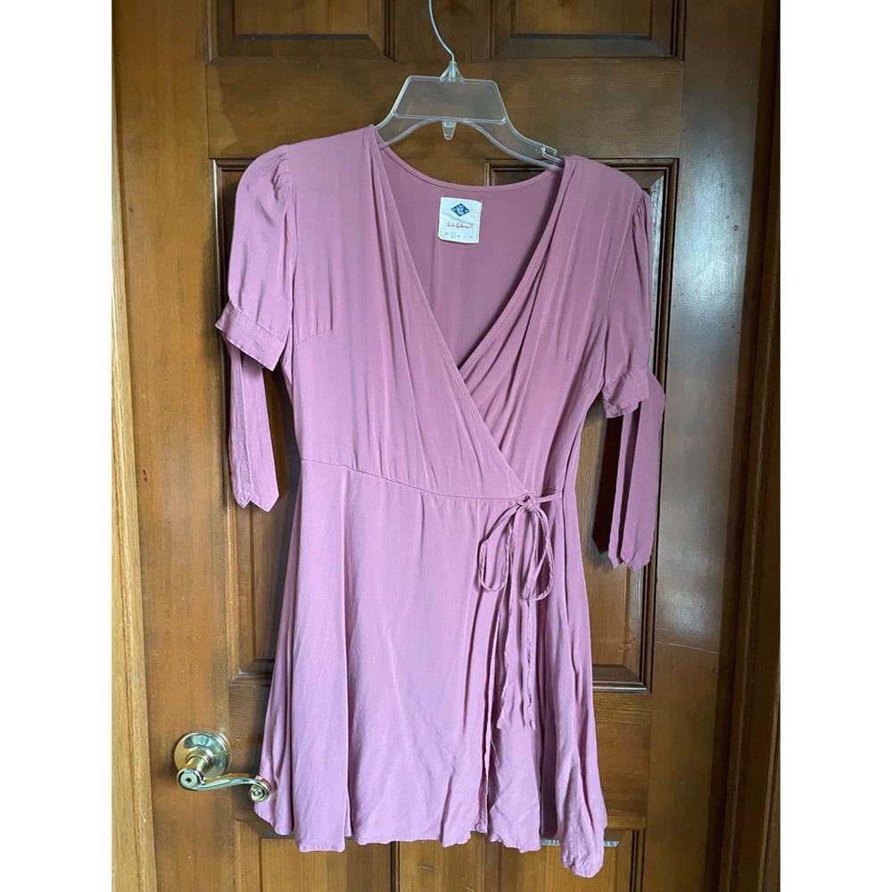 Women’s wrap mini-dress (pink, size small)
